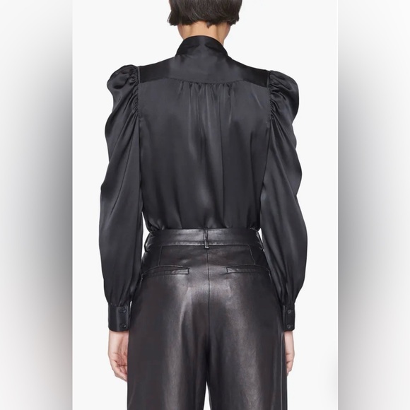 FRAME Gillian Long Sleeve Black Silk Top, M - Picture 2 of 13